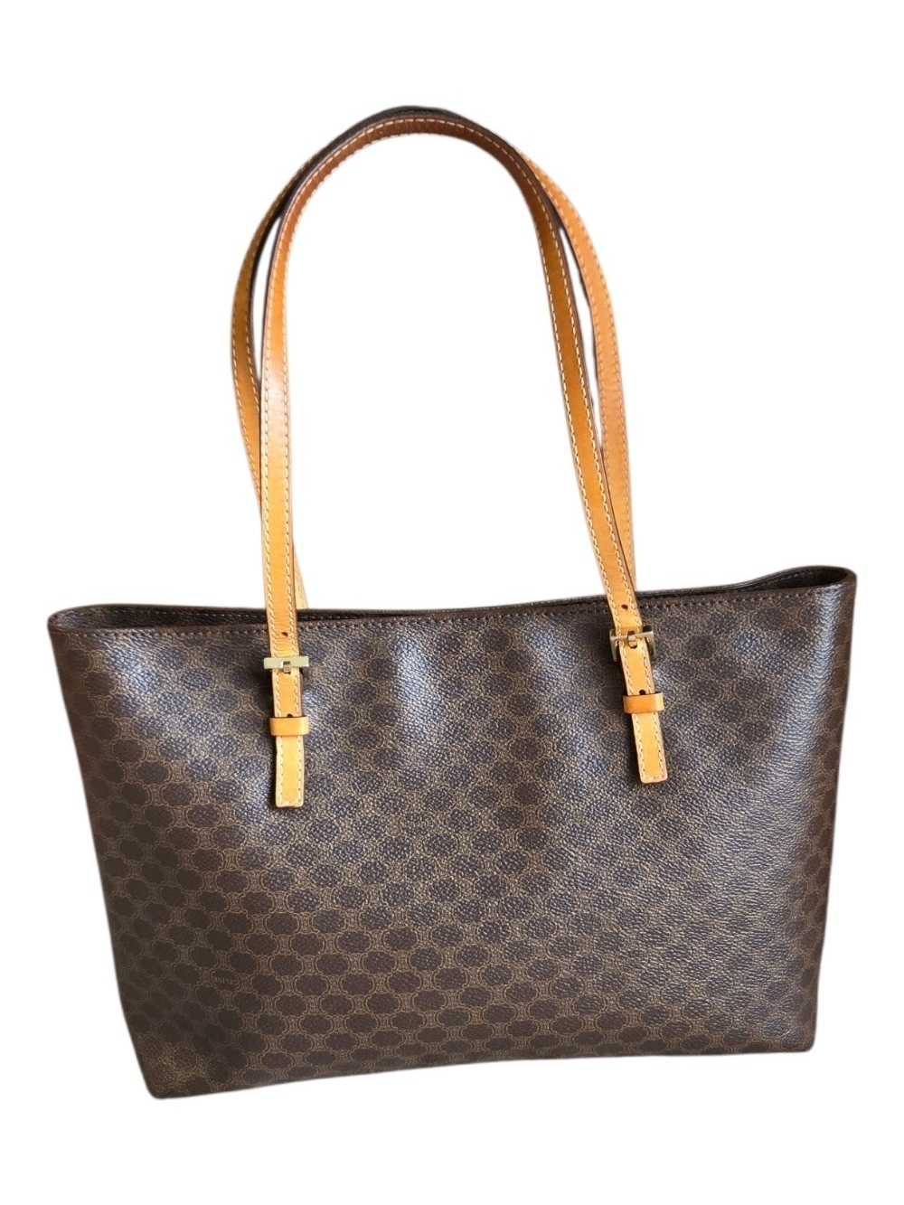 Celine Brown Patterned Tote with Tan Straps - Picture 2 of 4